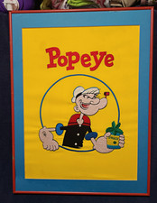 Vintage Framed Popeye  Embroidered Artwork 18x24 picture