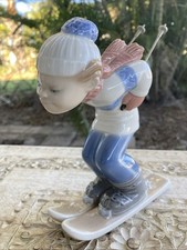 Vintage Lladro Skier Puppet Boy Skiing Figurine w/ 2 Poles #4970 * MINTY picture