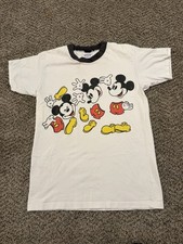 Vintage 1990s m Disney Mickey Mouse V-Neck Ringer T-Shirt - L picture