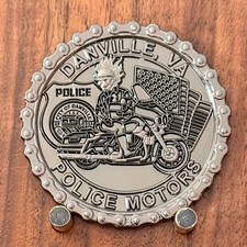 Danville VA Police Motors Motorcycle Unit Double Sided Challenge Coin  M#37 picture