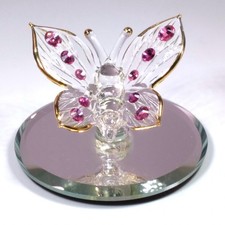 2002 Glass Baron Glass Butterfly Gold Trim & 10 Purple Swarovski Crystals S2 324 picture
