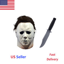 Halloween Michael Myers Mask Pocket Knife Scary Horror Latex Full Head Costume picture