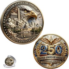 3PCS USA 250th Anniversary Coin 1776-2026 3D America 250 Merchandise 4th of July picture