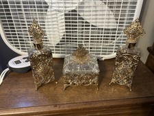 Vintage French Gilt Filigree Vanity Set picture