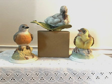 Vintage Boehm Porcelain Baby Birds  Set of 3 Cygnet Gold Finch Blue Bird picture