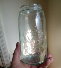 MASON'S E PATENT NOV.30TH 1858 QUART FRUIT JAR EARLY 1870s POST MOLD NICE picture