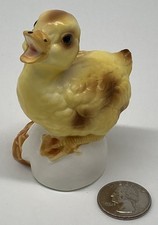 Vintage Lefton Baby Duckling Porcelain Figurine with Red Gold Sticker 1960's HTF picture