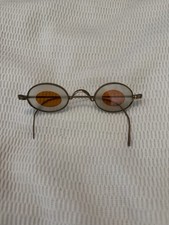 Antique Shooting Spectacles 1800s Sharpshooter Glasses Amber Frosted Victorian picture