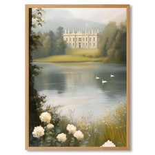 Framed Pemberley Estate Painting Romantic Castle by the Lake Canvas Print Vin... picture