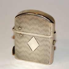 Rare superb 1912 Nassau sterling silver engine turned automatic petrol lighter picture