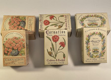 6  Vintage Crabtree Evelyn 100g Soaps Lot -  Carnation '78 '88, Almond '90 NIB picture