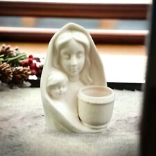 Vintage Madonna With Child Bisque Porcelain Candle Holder Colonial Candle Japan picture