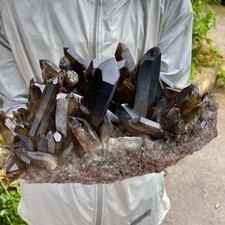 10.64LB Natural Black Smoky Quartz Crystal Cluster Raw Mineral Specimen picture