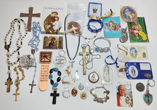 Vintage Catholic Religious Bundle Rosary Medal Crucifix Jewelry LOT AS-IS picture
