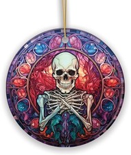 Ghastly Grins Haunted Halloween Skeleton Ceramic Ornament T366 picture