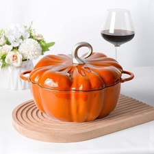 Pumpkin Cast Iron Dutch Oven, 4qt Pumpkin-Shaped Cocotte, Enamel Cast Iron Cooki picture