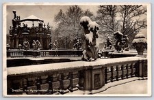 Antique Germany Postcard DRESDEN Zwinger Nymphenbad Snow 1938 RPPC picture
