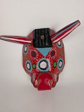 Vtg Guatemalan Wood Bull Mask Torito Hand Carved Painted Latin American Art 9