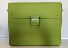 Vintage Sterling Plastics Letter File Box Avocado Green Plastic Portable Tote MC picture