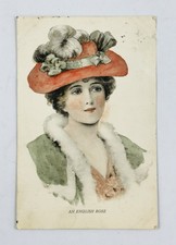 1900s An English Rose Lady Portrait Fashion Postcard 1907 Posted Antique picture