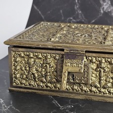 Antique Erhard & Sohne Brass Embossed Cherub Jewelry Box Art Nouveau German picture