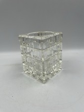 Vintage Modernist Cubic Glass Candleholder 4 in. picture