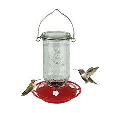 Ruby Roost Recycled Glass Hanging Glass Hummingbird Feeder for Outdoor Déco picture