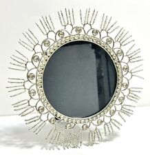 Round Silver Beaded Picture Frame Sunburst Art Deco 9” picture