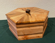 Hexagon Ambrosia Maple Wood Jewelry Trinket Box Made in the USA picture