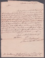 JOHN HANCOCK - AUTOGRAPH LETTER UNSIGNED 10/31/1783 picture
