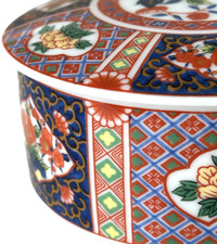 Vtg Trinket Box Takahashi Imari Asian Japan Round Lidded Porcelain picture