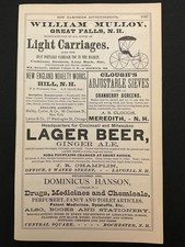 1883 Antique Ad Page Lager Beer, Hanson Medicines, Knitting Machines NH picture