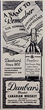 1945 Dunbar's Canadian Whiskey Print Ad - A Name to Remember Enjoyment Quality picture