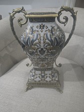 Vintage Replica Crackled Glaze Porcelain Urn w/ Ormolu Bronze Mounts picture