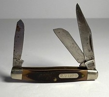 Vintage Old Timer Schrade USA 340T 3-Blade Folding Pocket Knife W/Brass picture