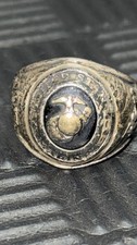 Vintage USMC Sterling Silver Marine Corps Ring Eagle Globe Anchor EGA Military picture