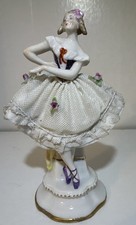 Antique Germany Porcelain Lace Figurine Woman dancing 5.5