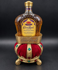 Vintage Crown Royal Jeweled Crown Bottle Holder Red Velvet Bar Display Stand picture
