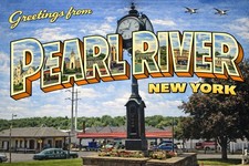 Greetings from PEARL RIVER, NEW YORK MODERN Postcard A161 picture