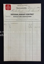 1902 antique NATIONAL BISQUIT CO RECEIPT portland me NABISCO confections NEAL picture