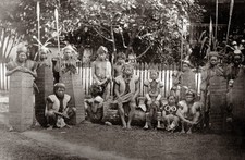 Dutch East Indies Dayak Tribe Warriors Spears & Shields Vtg. Photo 19thC. picture
