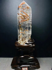 2.6LB Top Natural Rutilated gold Quartz Crystal Wand Obelisk Crystal Reiki Tower picture