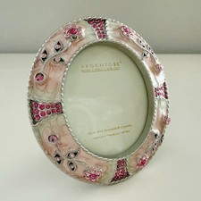 ARGENTO SC Oval Swarovski Crystal Embellished Picture Frame : 2.25 x 2.75 PINK picture