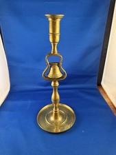 Antique English Brass Tavern Pub Ringing Bell Candlestick 11” Victorian Service picture