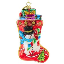 Huras Family Stocking With Snowman Tree Ornament Presents Christmas Hand-Painted picture
