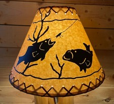 Rustic Oiled Kraft Paper Lamp Shade with Fish Design - 14