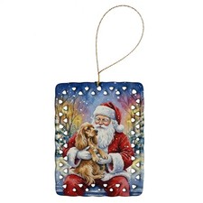 Caroline's Treasures Cocker Spaniel with Santa Claus Porcelain Ornament picture