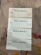 Vintage 1920s Bank of Denver (Denver, Missouri) Unused Blank Checks - Lot of 4  picture