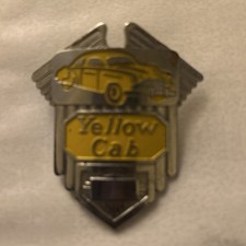 Vintage Yellow Cab Chauffeur Hat Badge Winged Taxi Driver Emblem - VERY  NICE picture