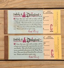 VTG 1960 Disneyland Ticket Books Lot of 2 Consecutive Numbers C Coupons picture